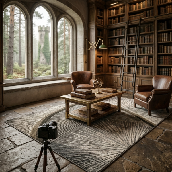 Модерен килим за хол 120х160см - Графитено сив със златисти пръски и 3D ефект, Противоплъзгащ 2