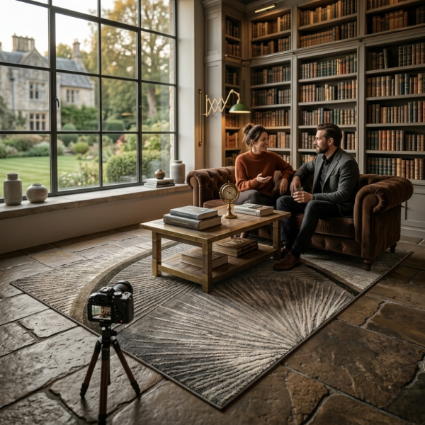 Модерен килим за хол 120х160см - Графитено сив със златисти пръски и 3D ефект, Противоплъзгащ 4