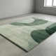 Модерен килим за хол 120х160см - Зелени вълни на светъл фон и 3D ефект, Противоплъзгащ 3