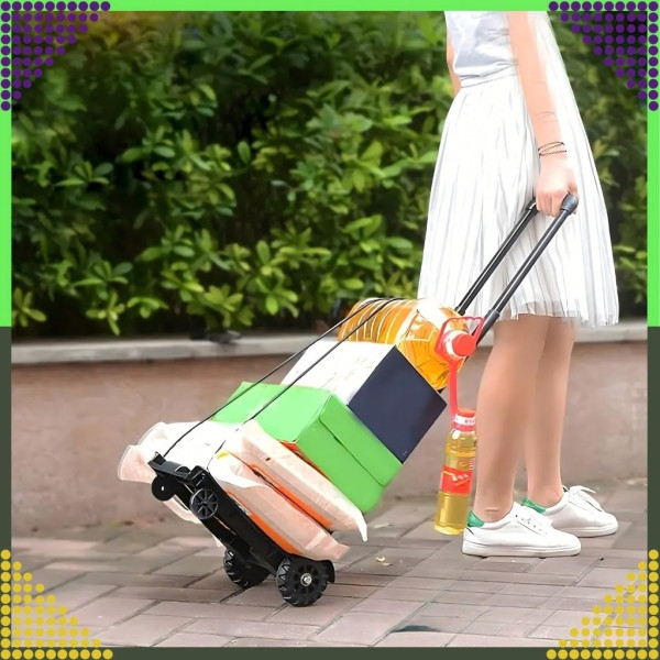 Сгъваема транспортна количка - С телескопична дръжка, товароносимост 40 кг, алуминий, 1.2 кг + 2 Бънджи въжета с куки 4