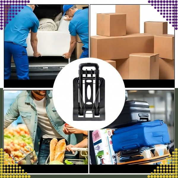 Сгъваема транспортна количка - С телескопична дръжка, товароносимост 40 кг, алуминий, 1.2 кг + 2 Бънджи въжета с куки 8