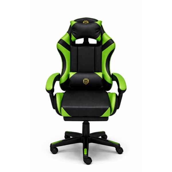 Ергономичен геймърски стол с масажна функция и поставка за крака, PU екокожа, метална рамка, регулируем 5