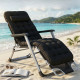 Сгъваем градински шезлонг с ватирана възглавница, регулируема облегалка и антикорозионна рамка, 178 см 2