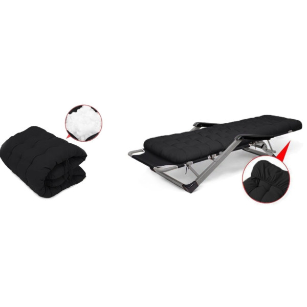 Сгъваем градински шезлонг с ватирана възглавница, регулируема облегалка и антикорозионна рамка, 178 см