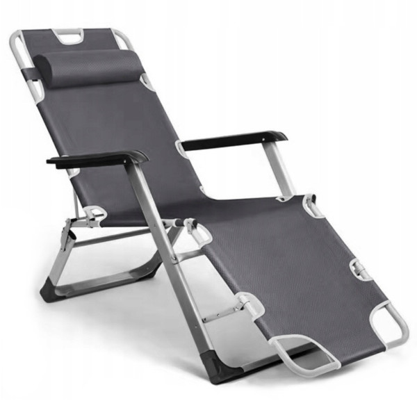 Сгъваем градински шезлонг с мека ватирана възглавница, регулируема облегалка и антикорозионна рамка 7