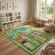 Детски килим за игра 120х160см - Зелен килим с голям град и езеро, Противоплъзгащ и миещ се 2