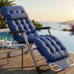 Луксозен шезлонг за градина и басейн - Мека ватирана възглавница, дишаща материя Textoline и ергономичен дизайн