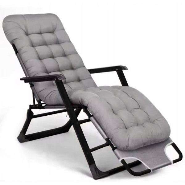 Сгъваем градински шезлонг с мека ватирана възглавница, регулируема облегалка и метална рамка 6