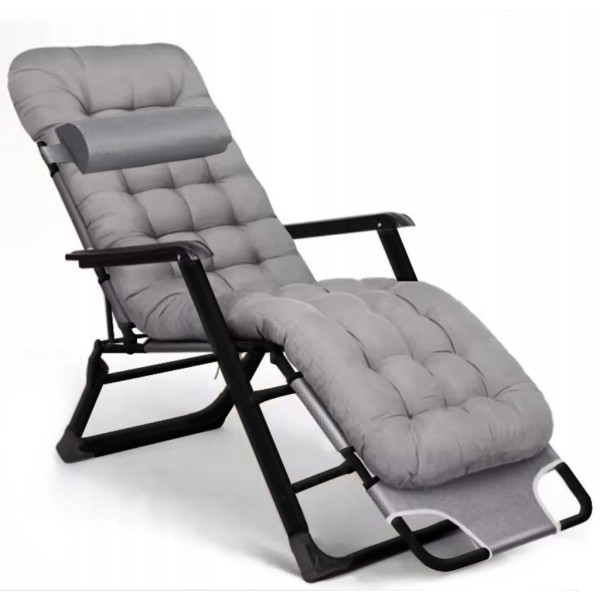 Сгъваем градински шезлонг с мека ватирана възглавница, регулируема облегалка и метална рамка 8