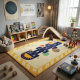 Детски килим за игра 120х160см - Жълт килим с планети и дама, противоплъзгащ и миещ се 2