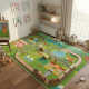 Детски килим за игра 120х160см - Яркозелен килим с влак и релси, противоплъзгащ и миещ се 2