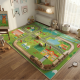 Детски килим за игра 120х160см - Яркозелен килим с влак и релси, противоплъзгащ и миещ се 4