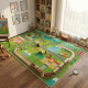 Детски килим за игра 120х160см - Яркозелен килим с влак и релси, противоплъзгащ и миещ се 6