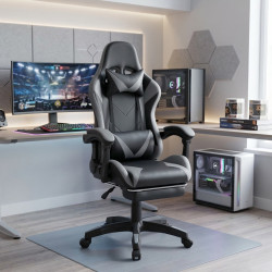 Геймърски стол с релакс механизъм, прибираща се поставка за крака и еко материал
