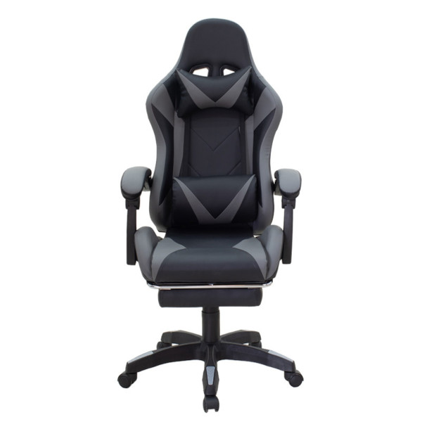 Геймърски стол с релакс механизъм, прибираща се поставка за крака и еко материал