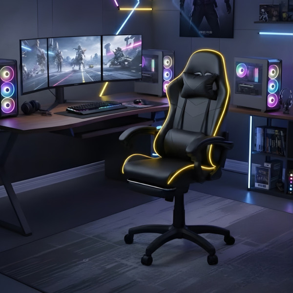 Геймърски стол премиум LED: Ергономичен комфорт със 7 цвята светлинни ефекти и релакс зона 4