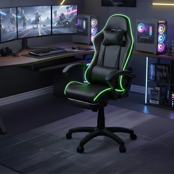 Геймърски стол премиум LED: Ергономичен комфорт със 7 цвята светлинни ефекти и релакс зона