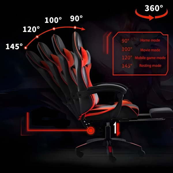 Геймърски стол премиум LED: Ергономичен комфорт със 7 цвята светлинни ефекти и релакс зона