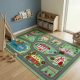 Детски килим за игра 120х160см - Зелен килим с училище и пътища, противоплъзгащ и миещ се 5
