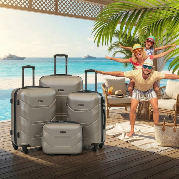 Комплект луксозни куфари 4 в 1 – ABS твърд корпус, кодирана ключалка и 4 двойни колела 2