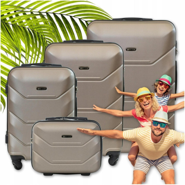 Комплект луксозни куфари 4 в 1 – ABS твърд корпус, кодирана ключалка и 4 двойни колела