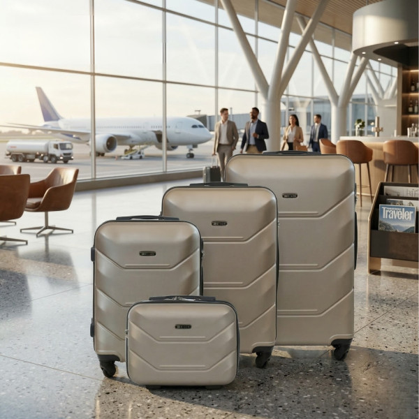 Комплект луксозни куфари 4 в 1 – ABS твърд корпус, кодирана ключалка и 4 двойни колела