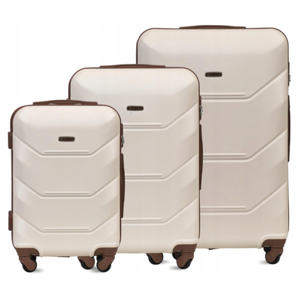 Комплект 3 в 1 Твърди куфари, размери M, XL и XXL, ABS материал, 4 колела 360°, кодирано заключване 7