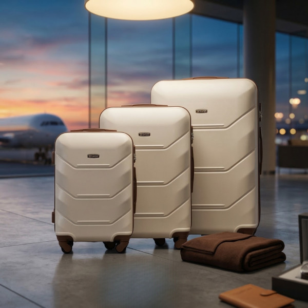 Комплект 3 в 1 Твърди куфари, размери M, XL и XXL, ABS материал, 4 колела 360°, кодирано заключване 1