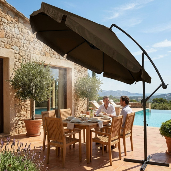 Голям градински чадър със странична стойка, Ø 350 см, UV защита, Водоустойчив + Покривало 1