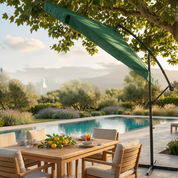 Голям градински чадър със странична стойка, Ø 350 см, UV защита, Водоустойчив + Покривало 3