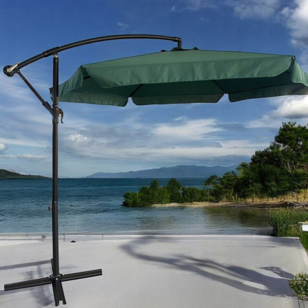 Голям градински чадър със странична стойка, Ø 350 см, UV защита, Водоустойчив + Покривало