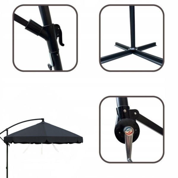 Голям градински чадър със странична стойка, Ø 350 см, UV защита, Водоустойчив + Покривало