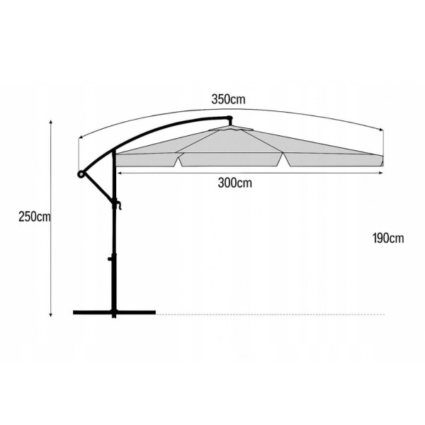 Голям градински чадър със странична стойка, Ø 350 см, UV защита, Водоустойчив + Покривало