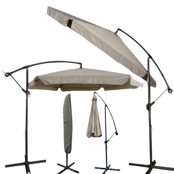 Голям градински чадър със странична стойка, Ø 350 см, UV защита, Водоустойчив + Покривало 13