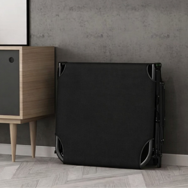 Сгъваемо къмпинг легло и градински шезлонг 2в1, с мек матрак и възглавница, Регулируем, Черен, 180x56 см 4