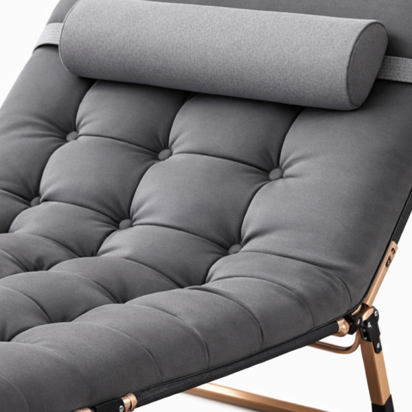 Сгъваемо къмпинг легло с матрак (180 см) – Регулируем градински шезлонг с възглавница 6