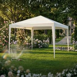 Градинска шатра тип "павилион", 3x3м, Водоустойчива, Прахово боядисана стомана, Бяла