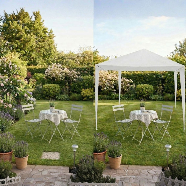 Градинска шатра тип "павилион", 3x3м, Водоустойчива, Прахово боядисана стомана, Бяла