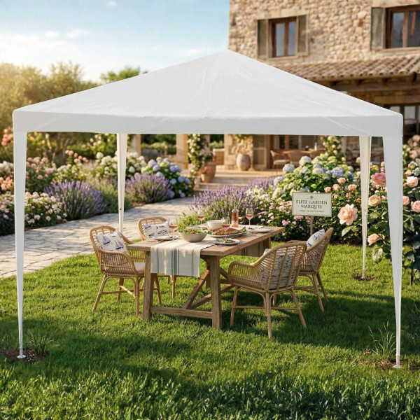 Градинска шатра тип "павилион", 3x3м, Водоустойчива, Прахово боядисана стомана, Бяла 3