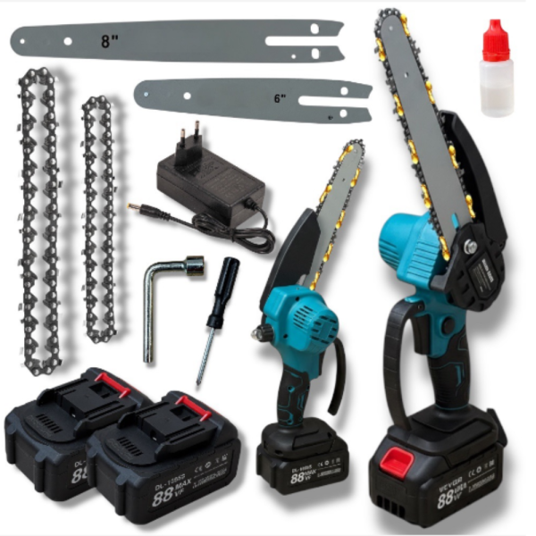 Акумулаторен верижен трион 8" / 6" (88VF) – комплект с 2 шини и 2 батерии