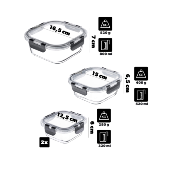 Комплект от 12 стъклени кутии за храна Termoli - дълготрайна свежест на храната 8