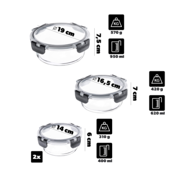 Комплект от 12 стъклени кутии за храна Termoli - дълготрайна свежест на храната