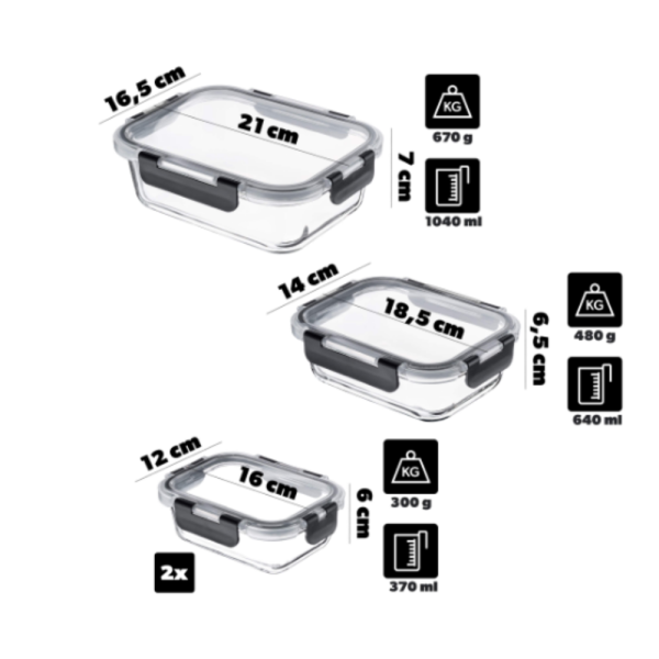 Комплект от 12 стъклени кутии за храна Termoli - дълготрайна свежест на храната 10