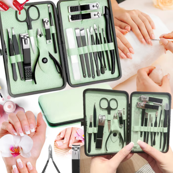 Комплект за маникюр от 18 части в елегантен зелен калъф 6