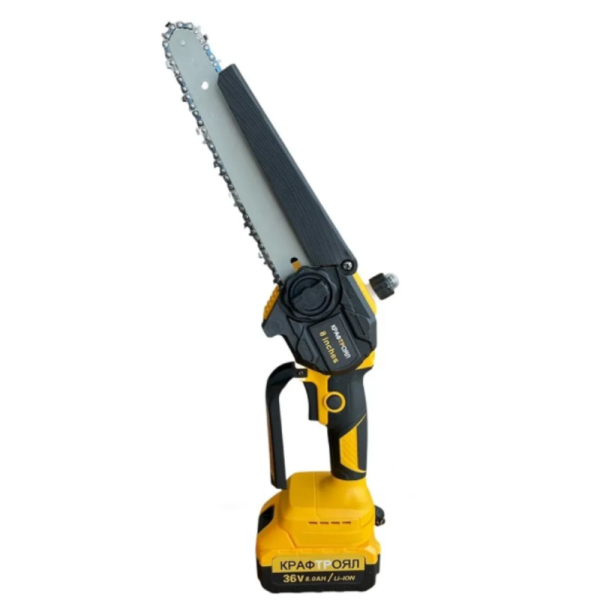 Акумулаторна резачка – трион с автоматично смазване на веригата KraftRoyal 36V 8AH с шина 20 см и 2 вериги