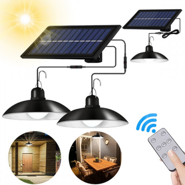 Двойни соларни LED висящи лампи с дистанционно управление - без разходи за електричество