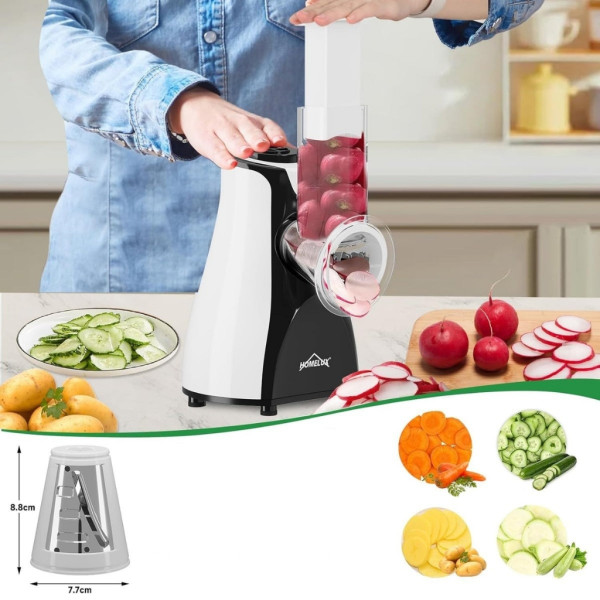 Електрическо ренде 5-в-1 HOMELUX – Мултифункционална резачка за зеленчуци, плодове и други, 5 сменяеми остриета 3