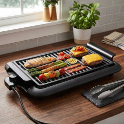 Електрическа настолна скара 1200W без дим – Преносимо барбекю за балкон и градина, 38x25 см