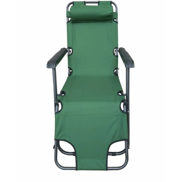 Сгъваем зелен шезлонг с възглавница - комфорт и релакс