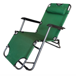 Сгъваем зелен шезлонг с възглавница - комфорт и релакс